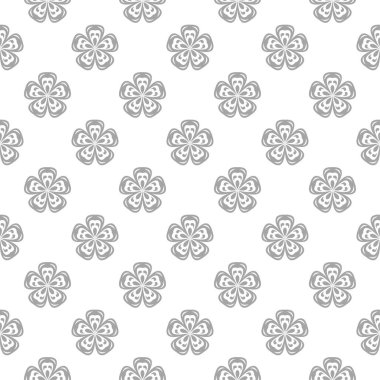 Beyaz arka plan üzerine açık gri çiçek süsleme. Tekstil ve duvar kağıtları için seamless modeli