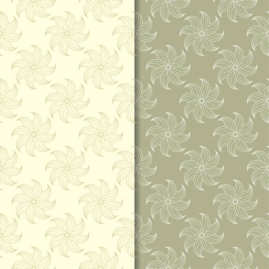 Zeytin yeşili çiçek arka planlar. Tekstil ve duvar kağıtları için dikişsiz desen seti