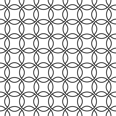 Beyaz arka planda siyah geometrik süsleme. Web, Tekstil ve duvar kağıtları için seamless modeli