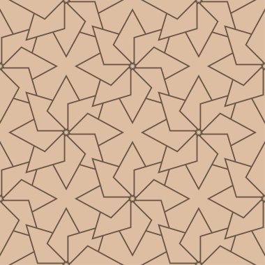 Bej ve kahverengi geometrik süsleme. Web, Tekstil ve duvar kağıtları için seamless modeli