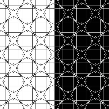 Web, Tekstil ve duvar kağıtları için dikişsiz desen siyah ve beyaz geometrik ayarla