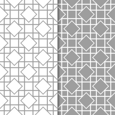 Gri ve beyaz geometrik parmak izi. Web, Tekstil ve duvar kağıtları için dikişsiz desen seti