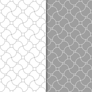 Gri ve beyaz geometrik parmak izi. Web, Tekstil ve duvar kağıtları için dikişsiz desen seti