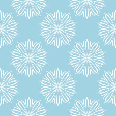 Mavi zemin üzerine beyaz çiçek tasarım. Tekstil ve duvar kağıtları için seamless modeli