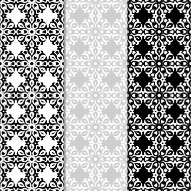 Siyah ve beyaz seamless modeli ile çiçek arka planlar. Duvar kağıtları ve Tekstil için tasarımlar