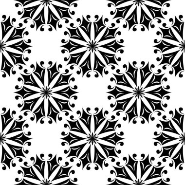 Siyah ve beyaz çiçek süsleme. Tekstil ve duvar kağıtları için seamless modeli