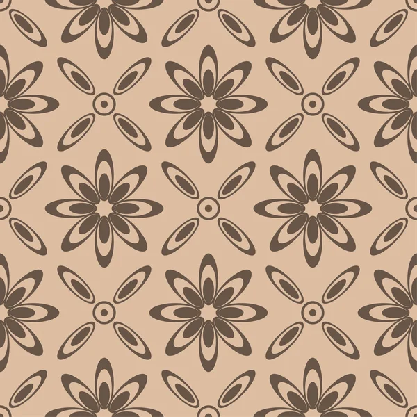 Kahverengi ve bej çiçekli süs. Tekstil ve duvar kağıtları için seamless modeli