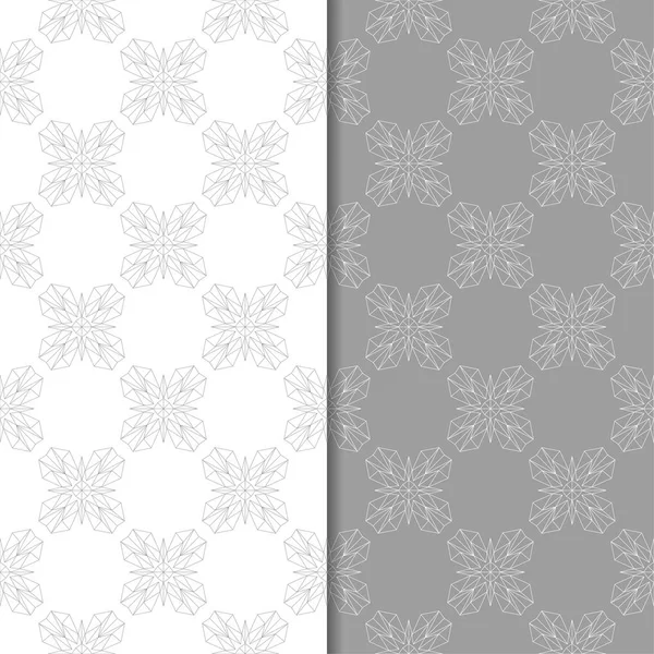 Beyaz ve gri çiçek arka planlar. Tekstil ve duvar kağıtları için dikişsiz desen seti