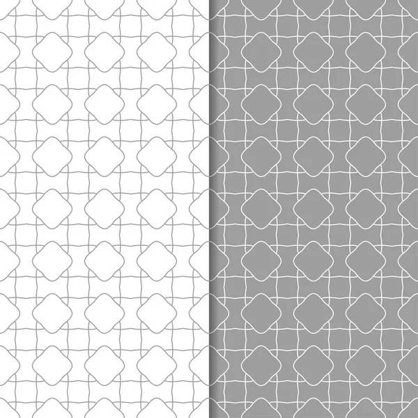 Gri ve beyaz geometrik süsler. Web, Tekstil ve duvar kağıtları için dikişsiz desen seti