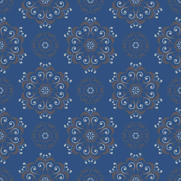 Seamless Background Blue Gray Floral Pattern Wallpapers Textile Fabrics — Stock Vector