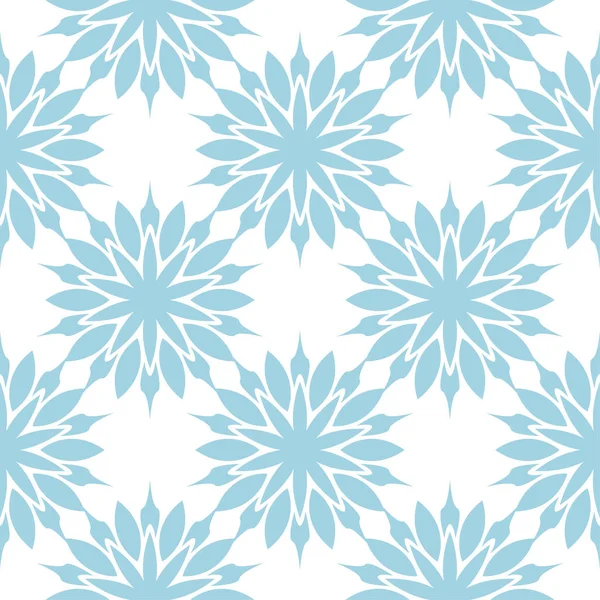 Ornamento Floral Azul Sobre Fundo Branco Padrão Sem Costura Para — Vetor de Stock