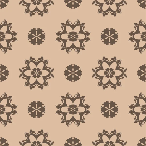 Bej renkli arka plan üzerinde kahverengi çiçek süsleme. Tekstil ve duvar kağıtları için seamless modeli