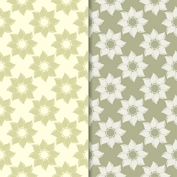Zeytin yeşili çiçek arka planlar. Tekstil ve duvar kağıtları için dikişsiz desen seti