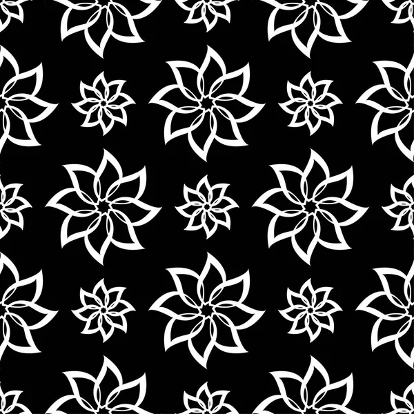 Siyah ve beyaz çiçek süsleme. Tekstil ve duvar kağıtları için seamless modeli