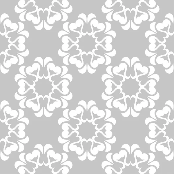 Witte Bloemen Ornament Grijze Achtergrond Naadloze Patroon Voor Textiel Wallpapers — Stockvector