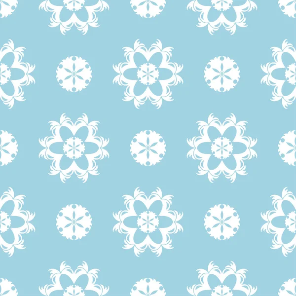 Λευκό Floral Στολίδι Μπλε Φόντο Χωρίς Ραφή Πρότυπο Για Υφάσματα — Διανυσματικό Αρχείο