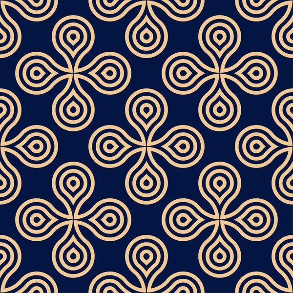 Gyllene Geometrisk Print Mörkblå Bakgrund Seamless Mönster För Webb Textil — Stock vektor