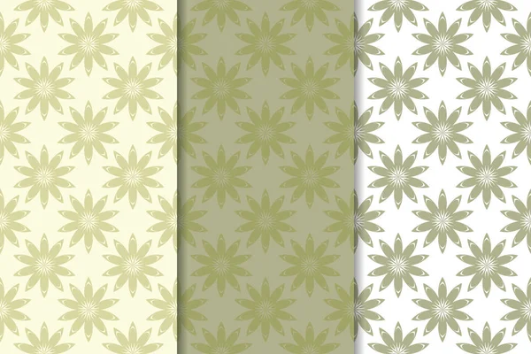 Zeytin yeşili kümesi çiçek süsler. Tekstil ve duvar kağıtları için dikişsiz desen