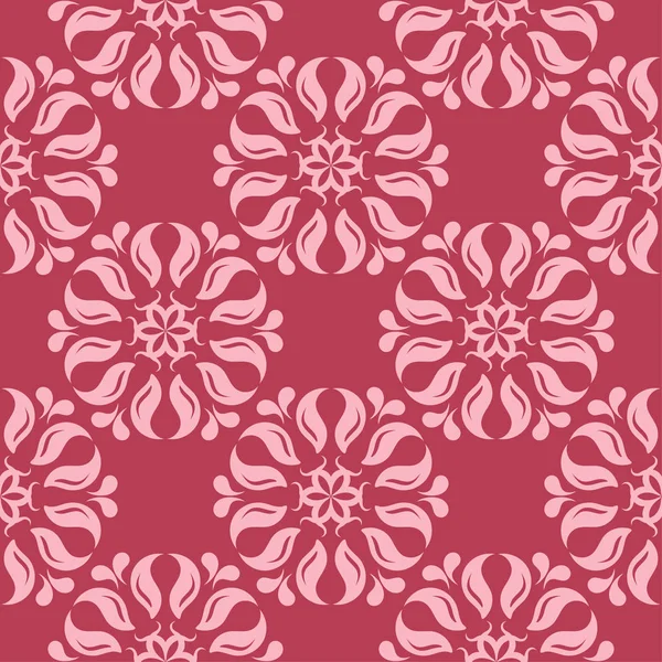 Kırmızı zemin üzerine çiçek süsleme. Tekstil ve duvar kağıtları için seamless modeli