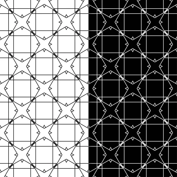 Black White Geometric Set Seamless Patterns Web Textile Wallpapers — Stock Vector