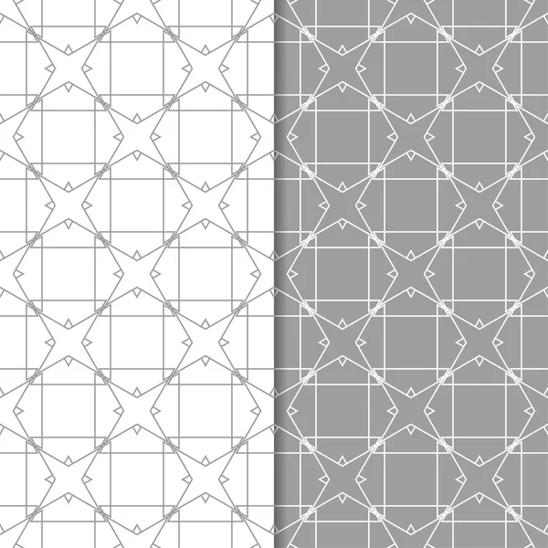 Gray White Geometric Set Seamless Patterns Web Textile Wallpapers — Stock Vector