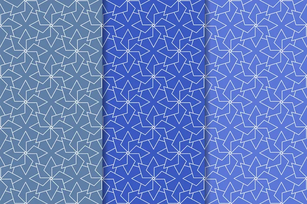 Mavi geometrik süsler. Web, Tekstil ve duvar kağıtları için dikey Dikişsiz desen seti