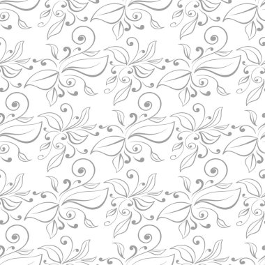 Beyaz arka plan üzerine açık gri çiçek tasarım. Tekstil ve duvar kağıtları için seamless modeli