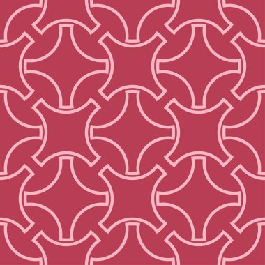 Kırmızı ve soluk pembe geometrik süsleme. Web, Tekstil ve duvar kağıtları için seamless modeli