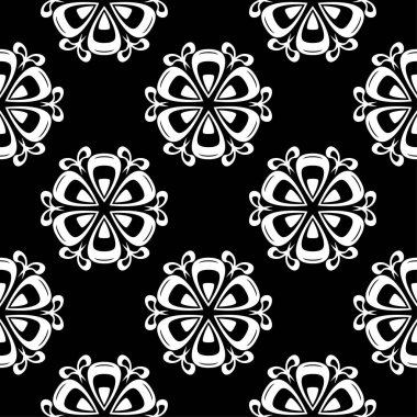 Çiçek siyah beyaz tek renkli seamless modeli. Çiçeğe öğeleri için duvar kağıdı arka plan.