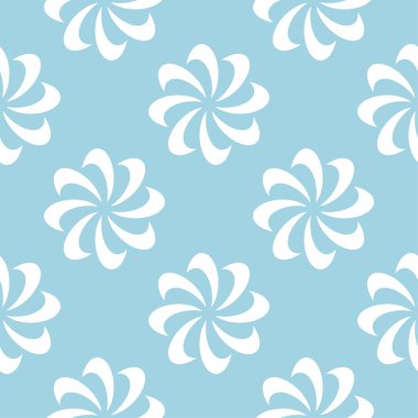 Mavi zemin üzerine beyaz çiçek tasarım. Tekstil ve duvar kağıtları için seamless modeli