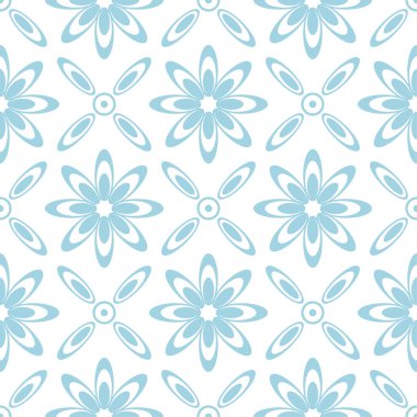 Hafif mavi ve beyaz çiçek süsleme. Tekstil ve duvar kağıtları için seamless modeli
