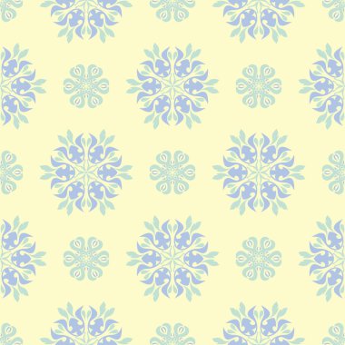 Bej renkli çiçek seamless modeli. Arka plan duvar kağıtları, Tekstil ve kumaş için mavi ve yeşil ışık çiçek öğeleri ile