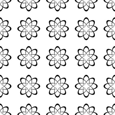 Beyaz arka planda siyah çiçek süsleme. Tekstil ve duvar kağıtları için seamless modeli