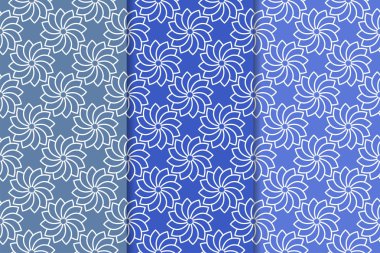 Çiçek süsler kümesi. Mavi dikey Dikişsiz desen. Duvar kağıdı arka plan