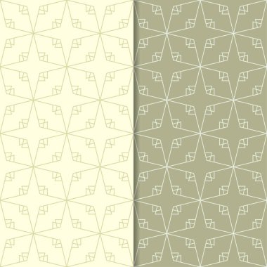 Zeytin yeşili geometrik süsler. Web, Tekstil ve duvar kağıtları için dikişsiz desen seti