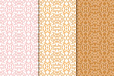 Çiçek süsler kümesi. Dikey Dikişsiz desen turuncu dizi. Duvar kağıdı arka plan