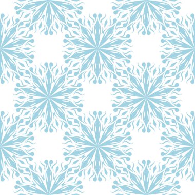 Beyaz zemin üzerine mavi çiçek süsleme. Tekstil ve duvar kağıtları için seamless modeli