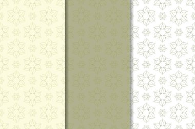 Zeytin yeşili kümesi çiçek süsler. Tekstil ve duvar kağıtları için dikişsiz desen