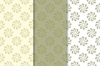 Zeytin yeşili çiçek desenleri. Tekstil ve duvar kağıtları için dikişsiz desen seti