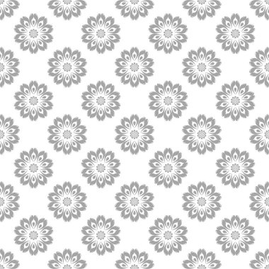 Işık gri ve beyaz çiçek süsleme. Tekstil ve duvar kağıtları için seamless modeli