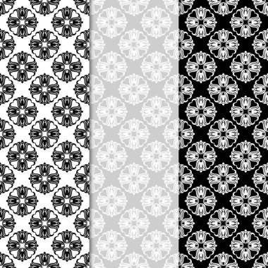 Siyah ve beyaz seamless modeli ile çiçek arka planlar. Duvar kağıtları ve Tekstil için tasarımlar