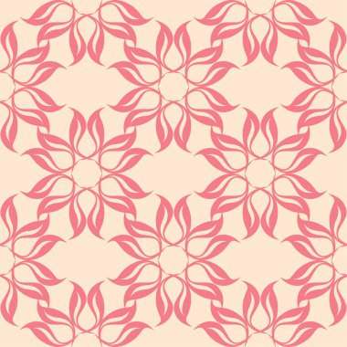 Bej renkli arka plan üzerinde kırmızı çiçek tasarım. Tekstil ve duvar kağıtları için seamless modeli