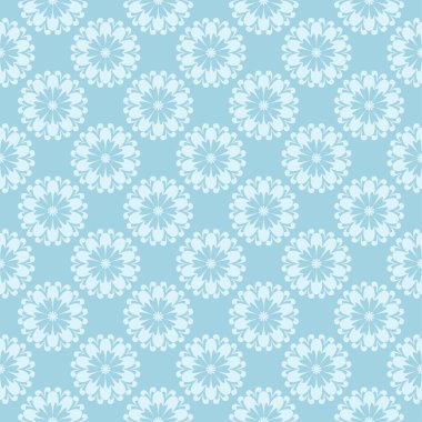 Mavi zemin üzerine beyaz çiçek desenli. Tekstil ve duvar kağıtları için sorunsuz süsleme