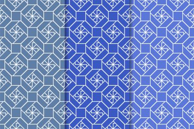 Web, Tekstil ve duvar kağıtları için geometrik Dikişsiz desen mavi seti