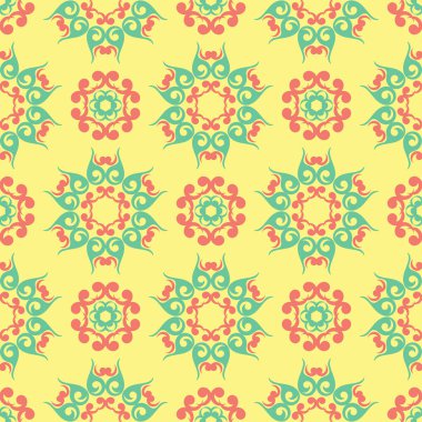 Çok sorunsuz çiçek arka plan renkli. Pembe mavi yeşil ve sarı desen Tekstil ve duvar kağıtları için