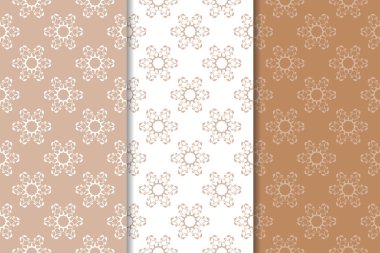 Kahverengi çiçek arka planlar. Tekstil ve duvar kağıtları için dikişsiz desen seti
