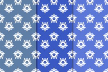 Mavi çiçekli süsler. Dikey Dikişsiz desen seti. Duvar kağıdı arka plan