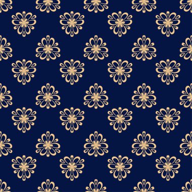 Çiçek renkli seamless modeli. Altın mavi arka plan ile meyveye öğeleri için duvar kağıtları.