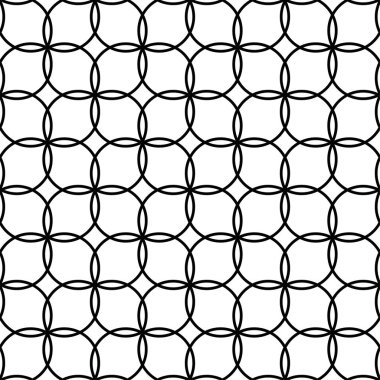 Beyaz arka planda siyah geometrik süsleme. Web, Tekstil ve duvar kağıtları için seamless modeli