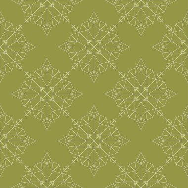 Zeytin yeşil zemin üzerine beyaz çiçek süsleme. Tekstil ve duvar kağıtları için seamless modeli